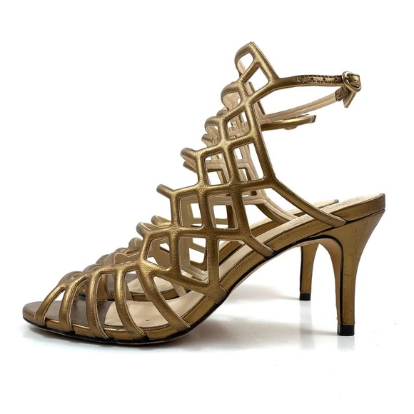VINCE CAMUTO gold leather caged high heel shoes - Picture 12 of 16